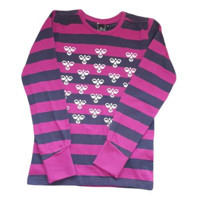 Hummel Langarmshirt Vanessa LS Tee pink-marine gestreift Gr. 140